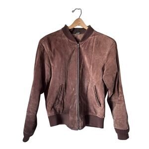 VTG Hill And Archer Men's Suede Leather Brown Bomber Jacket Sz 40/Med Distressed